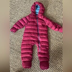 LL Bean Infants Ultralight 650 Down Bunting Snowsuit 12-18mo in Magenta Haze